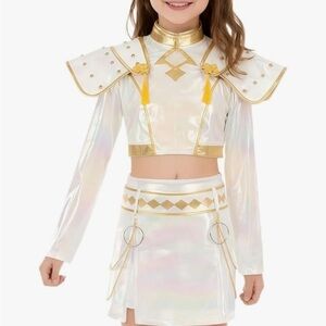 K POP Zoey Kids White and Gold Costume